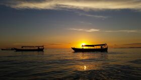 Boats on Mekong River under the Sunset, Phnom Penh part